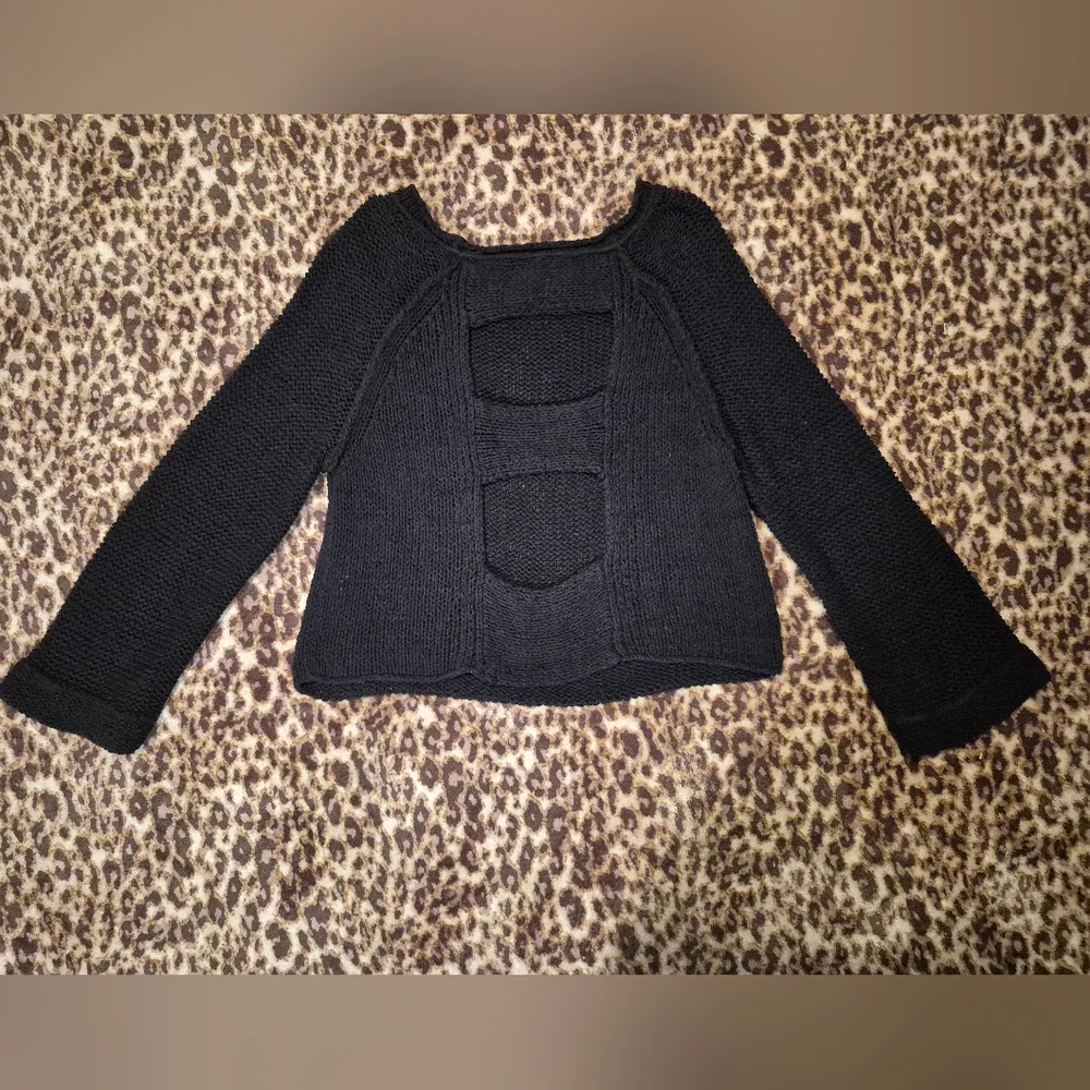 Free People Endless Stories Black Open-Back Sweater S - Picture 7 of 12